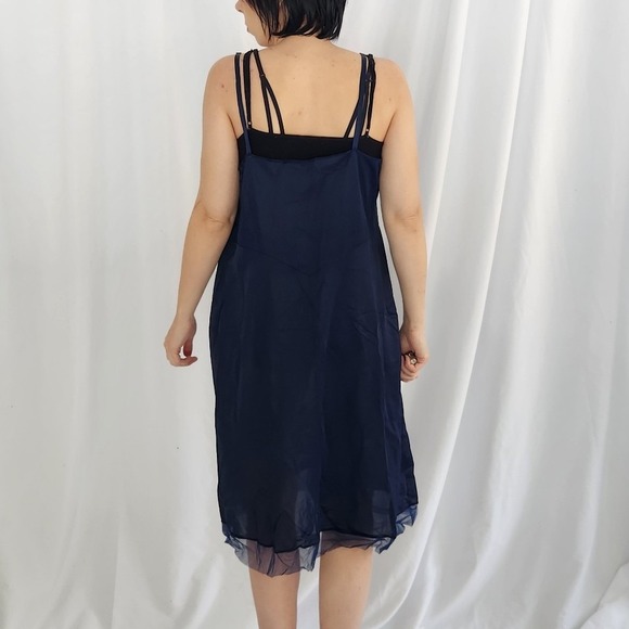 80s Navy Blue Slip Dress - Picture 3 of 5